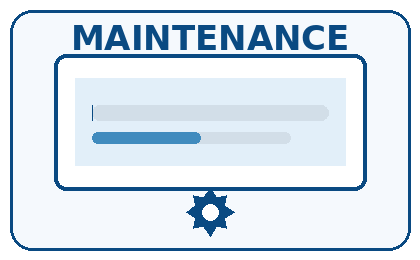 Animated illustration showing website maintenance in progress